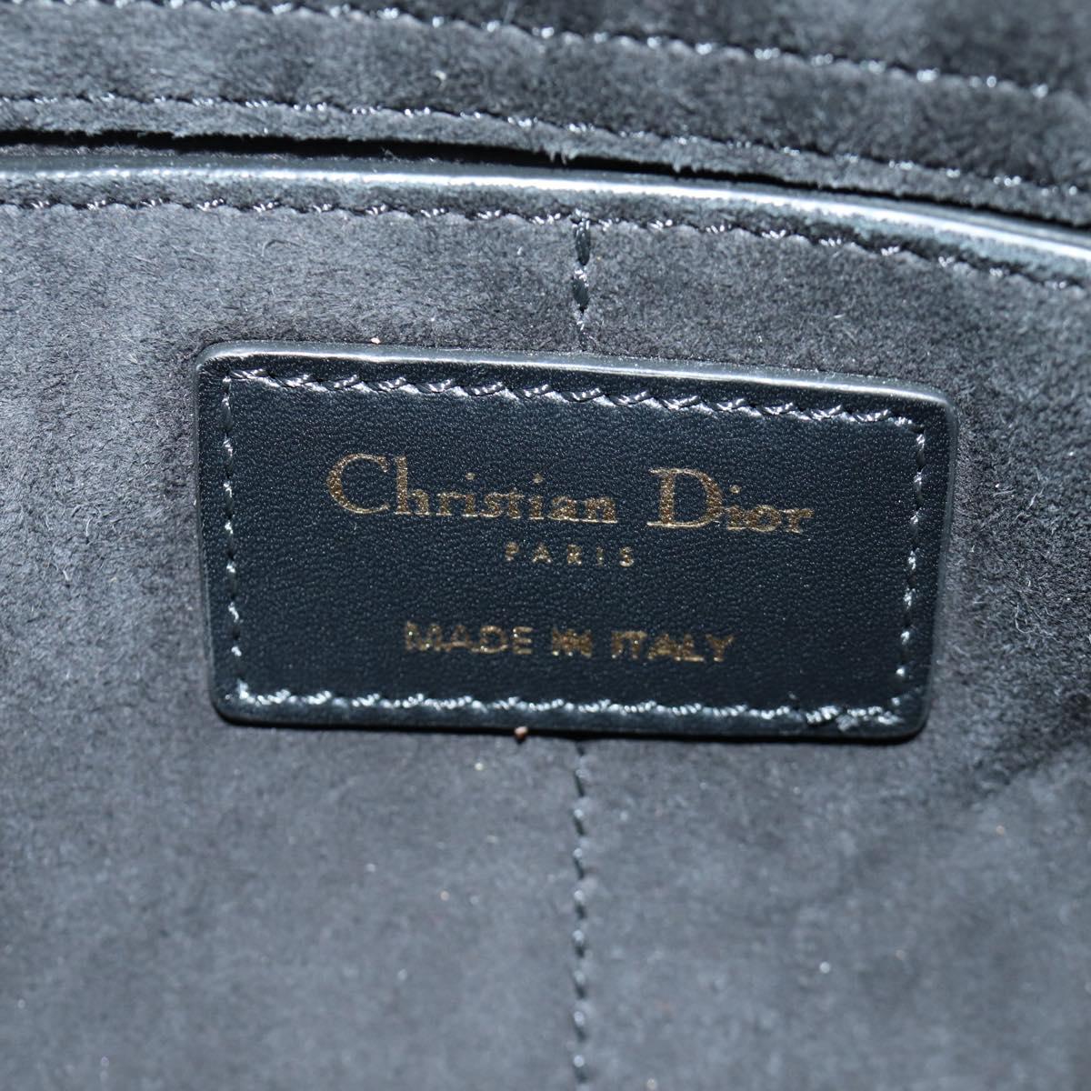 Christian Dior Shoulder Bag Leather 2way Black Gold Auth 171453SAV
