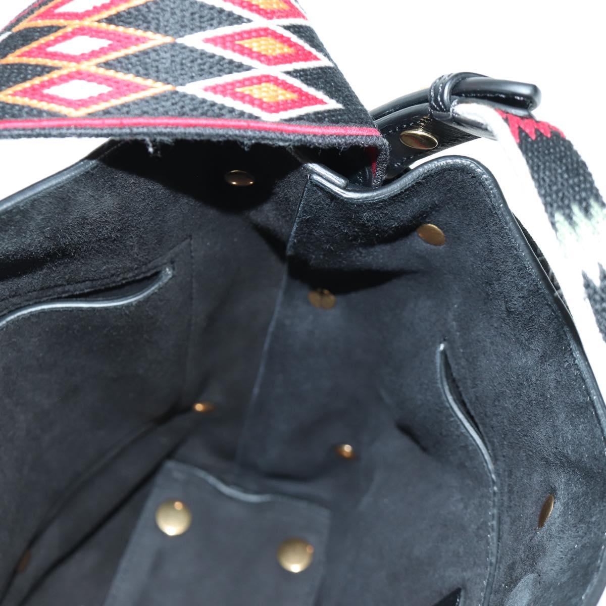 Christian Dior Shoulder Bag Leather 2way Black Gold Auth 171453SAV