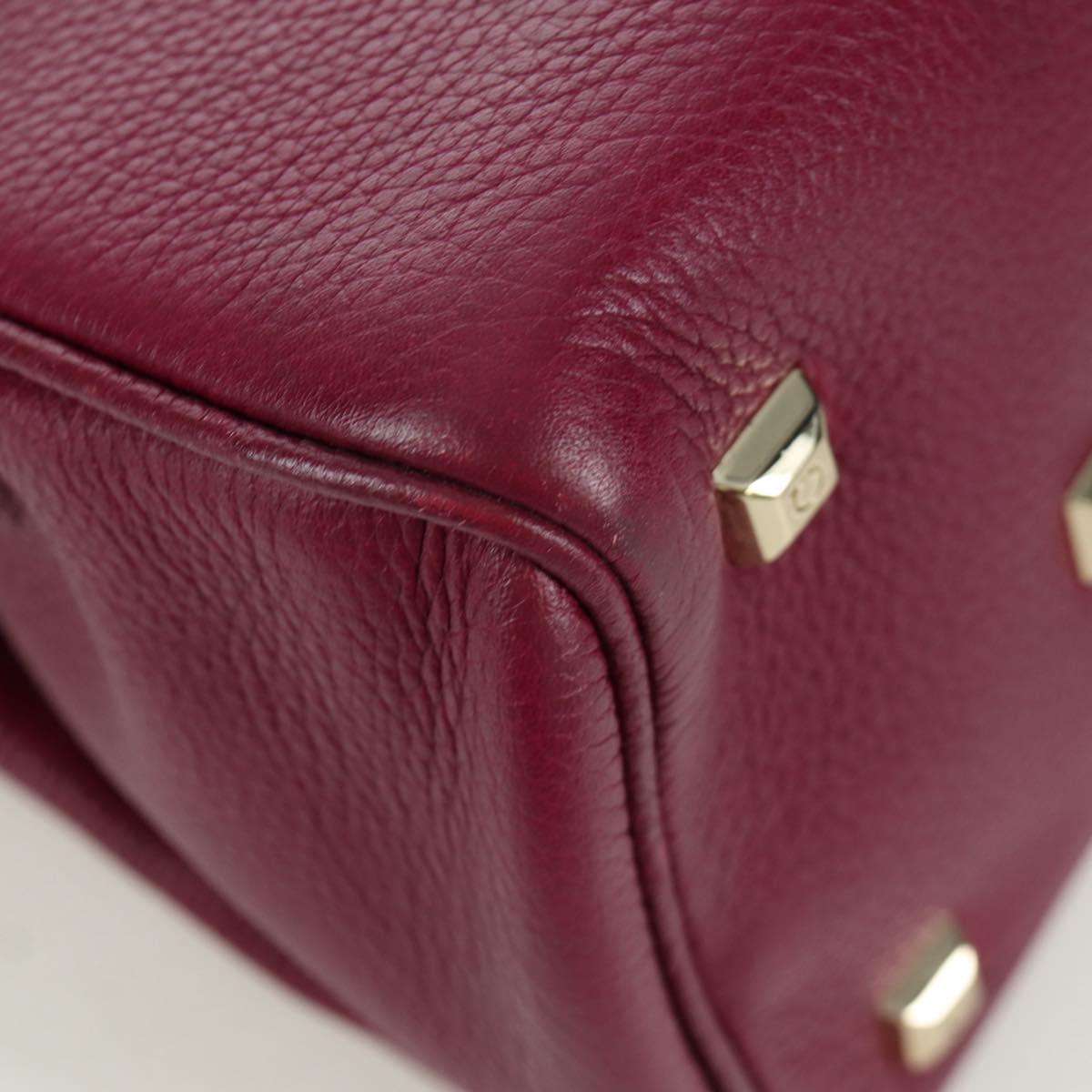 Salvatore Ferragamo Gancini Hand Bag Leather 2way Purple Gold Auth 171454A
