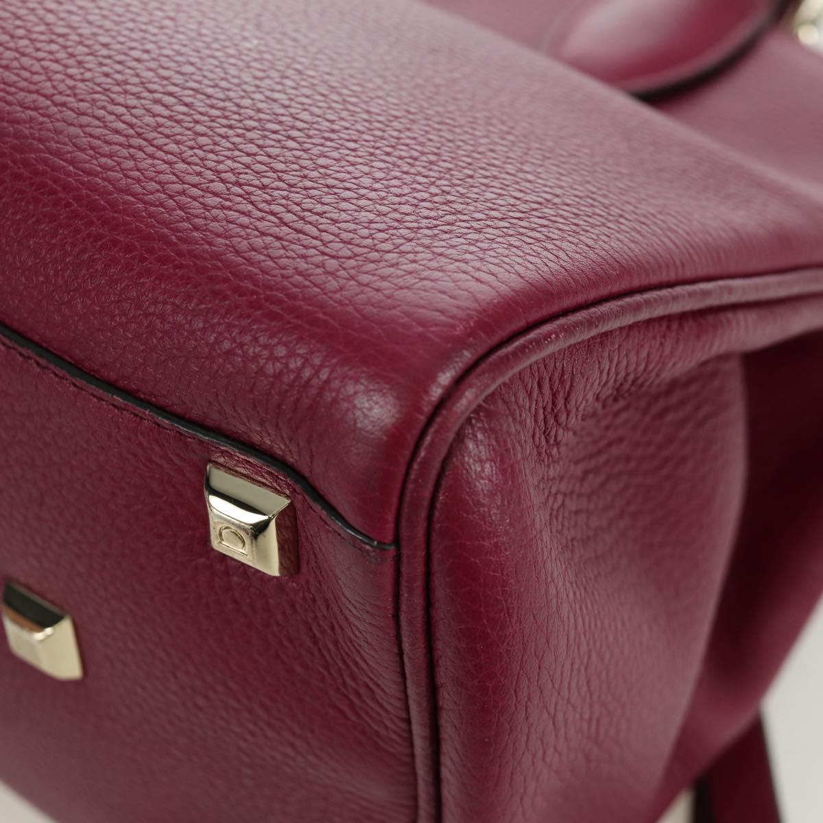 Salvatore Ferragamo Gancini Hand Bag Leather 2way Purple Gold Auth 171454A