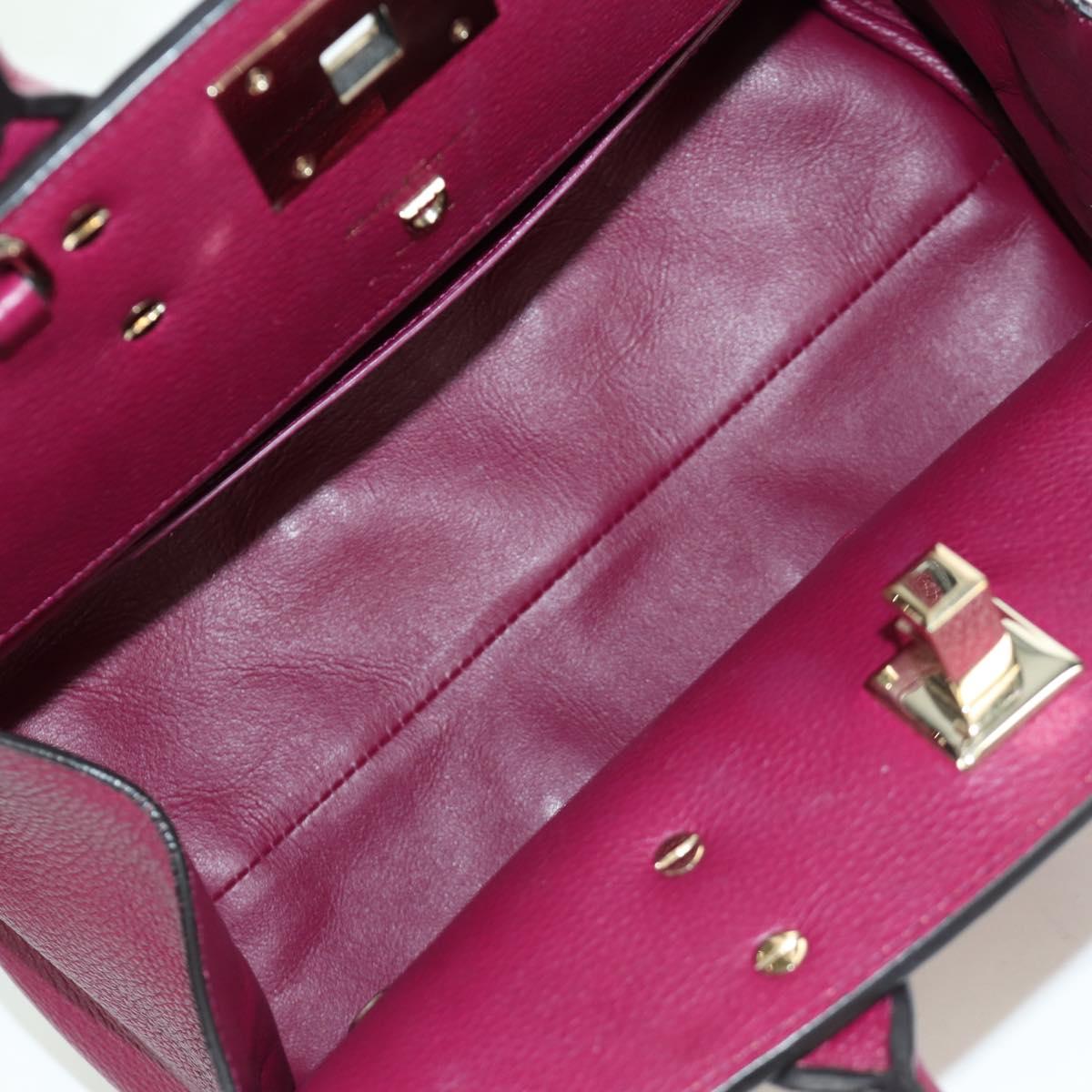 Salvatore Ferragamo Gancini Hand Bag Leather 2way Purple Gold Auth 171454A