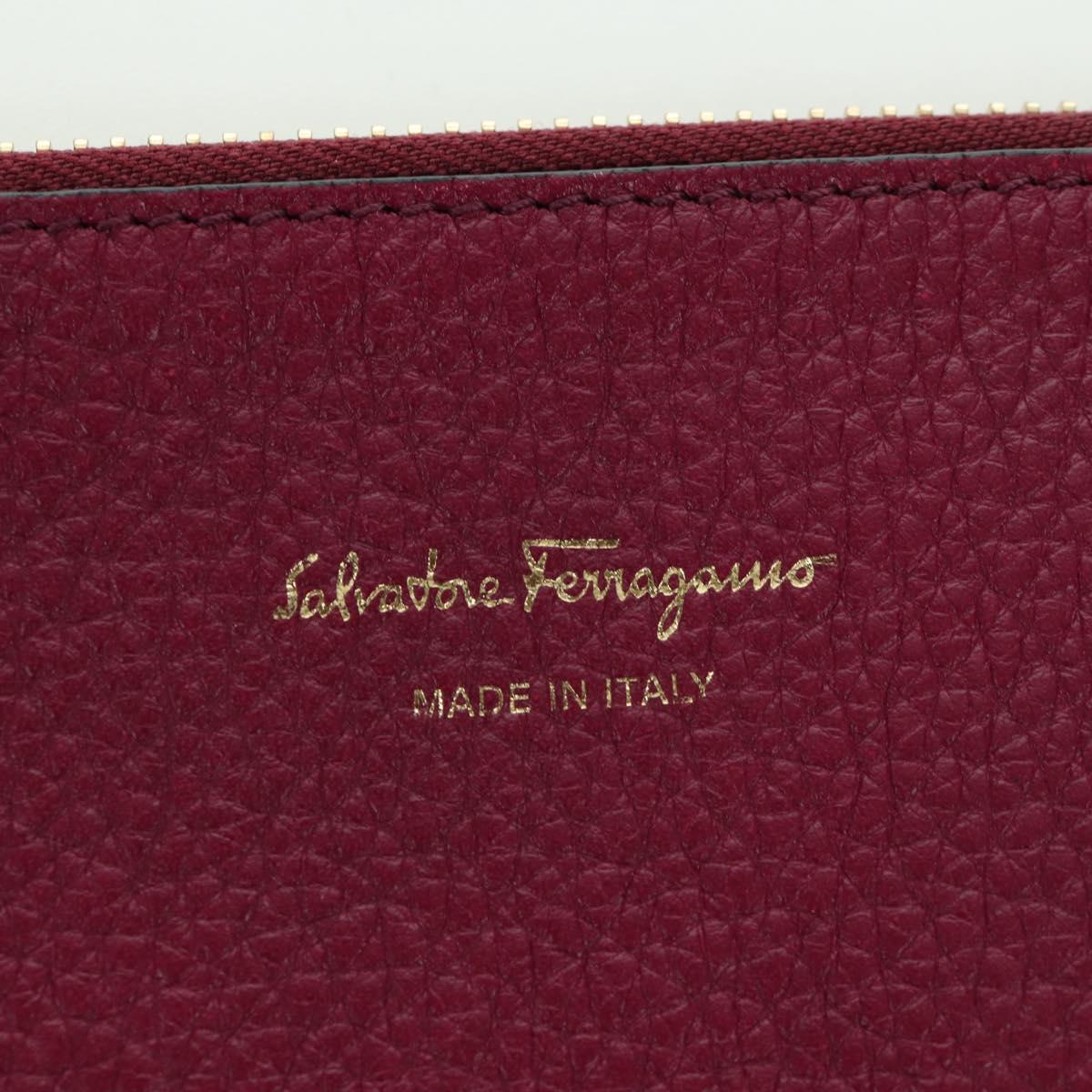 Salvatore Ferragamo Gancini Hand Bag Leather 2way Purple Gold Auth 171454A
