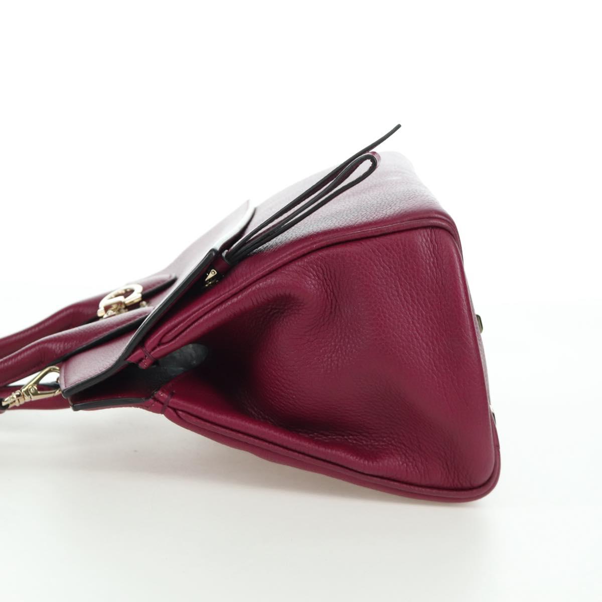 Salvatore Ferragamo Gancini Hand Bag Leather 2way Purple Gold Auth 171454A