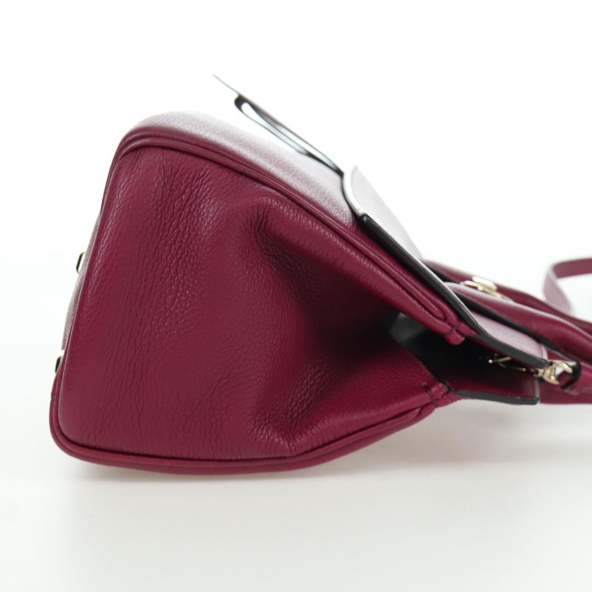 Salvatore Ferragamo Gancini Hand Bag Leather 2way Purple Gold Auth 171454A