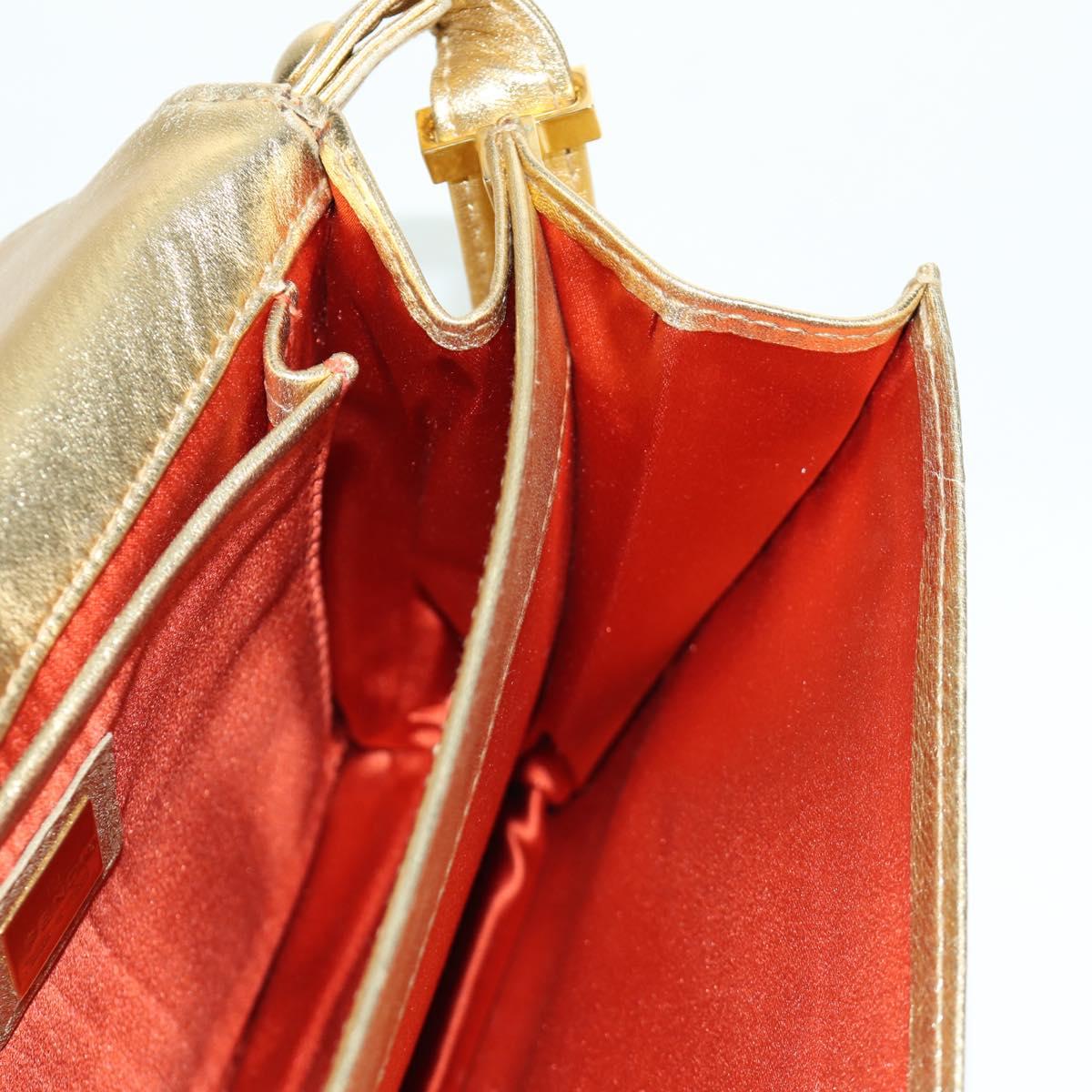 FENDI Sequin Shoulder Bag Leather Multicolor Gold Auth 171457SV