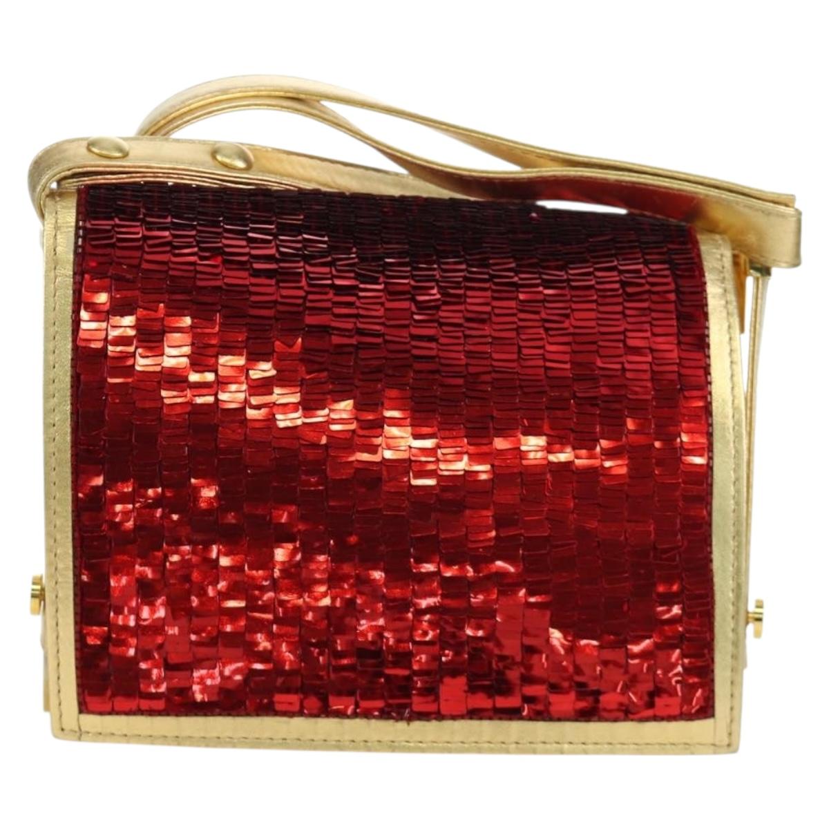 FENDI Sequin Shoulder Bag Leather Multicolor Gold Auth 171457SV