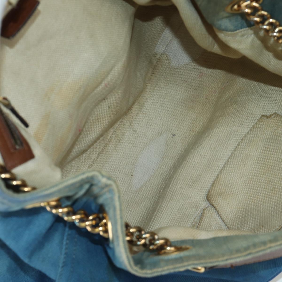 GUCCI Soho Chain Shoulder Bag Canvas Blue Gold 308982 Auth 171460