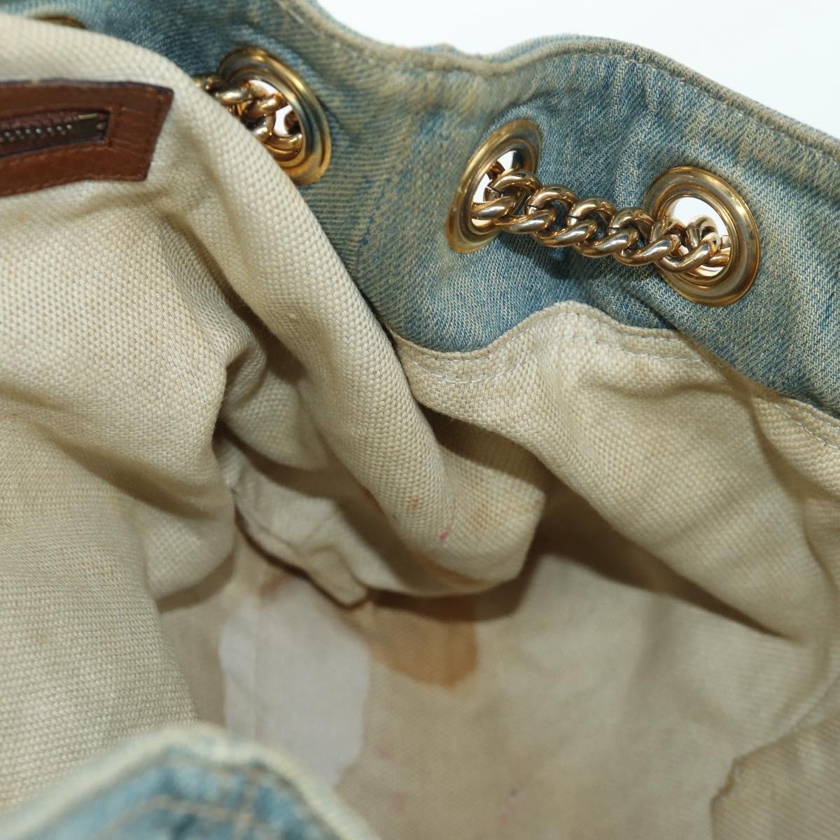 GUCCI Soho Chain Shoulder Bag Canvas Blue Gold 308982 Auth 171460