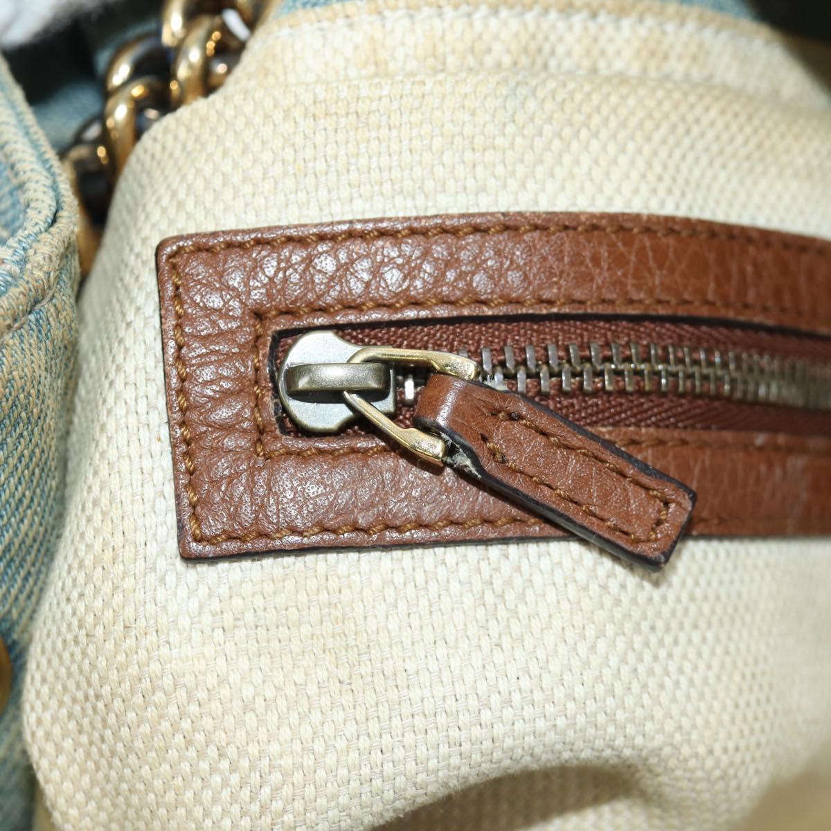 GUCCI Soho Chain Shoulder Bag Canvas Blue Gold 308982 Auth 171460