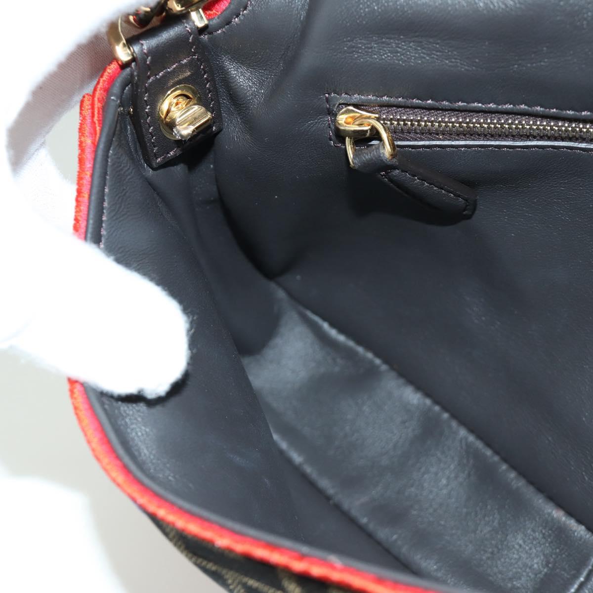 FENDI Zucca Canvas Mamma Baguette Shoulder Bag Brown Black Auth 171464SM