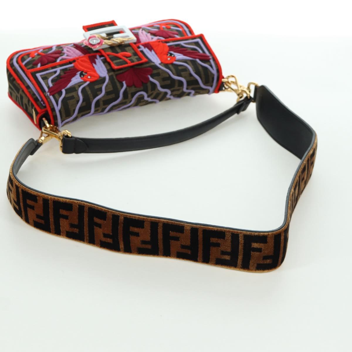 FENDI Zucca Canvas Mamma Baguette Shoulder Bag Brown Black Auth 171464SM