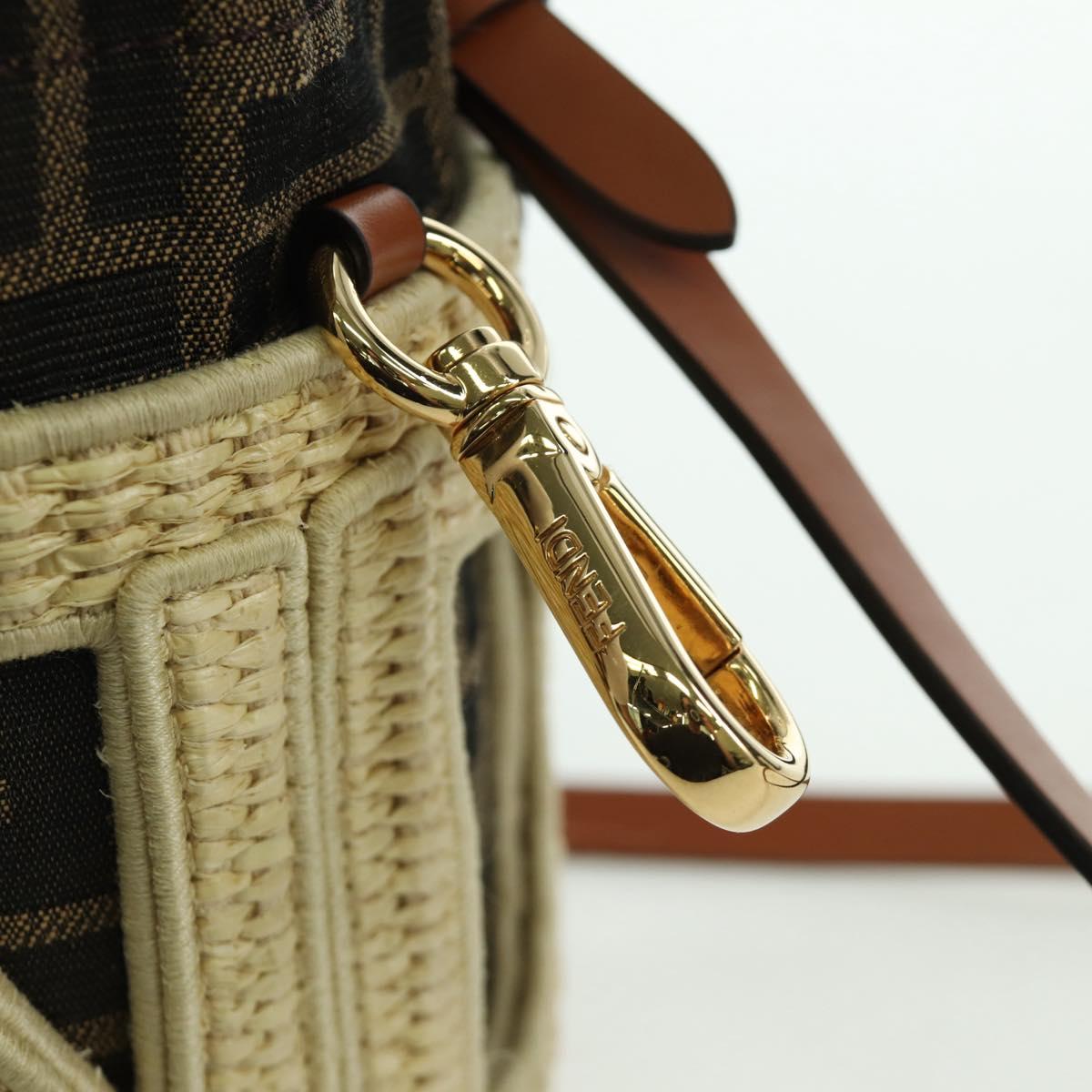 FENDI Step Out Chain Zucca Canvas Mamma Baguette Bag Brown Black Auth 171470SAM