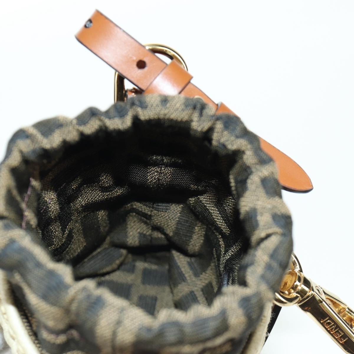 FENDI Step Out Chain Zucca Canvas Mamma Baguette Bag Brown Black Auth 171470SAM