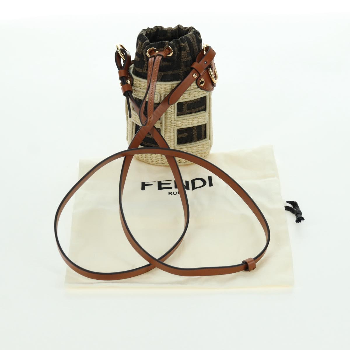 FENDI Step Out Chain Zucca Canvas Mamma Baguette Bag Brown Black Auth 171470SAM
