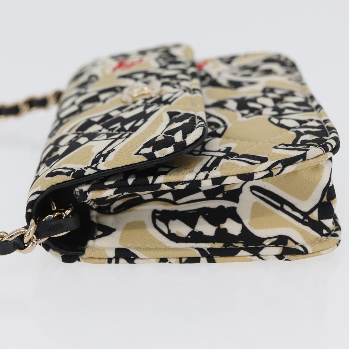 CHANEL Mini Matelasse 12 Chain Pouch Shoulder Satin Beige Gold CC Auth 171471SAM