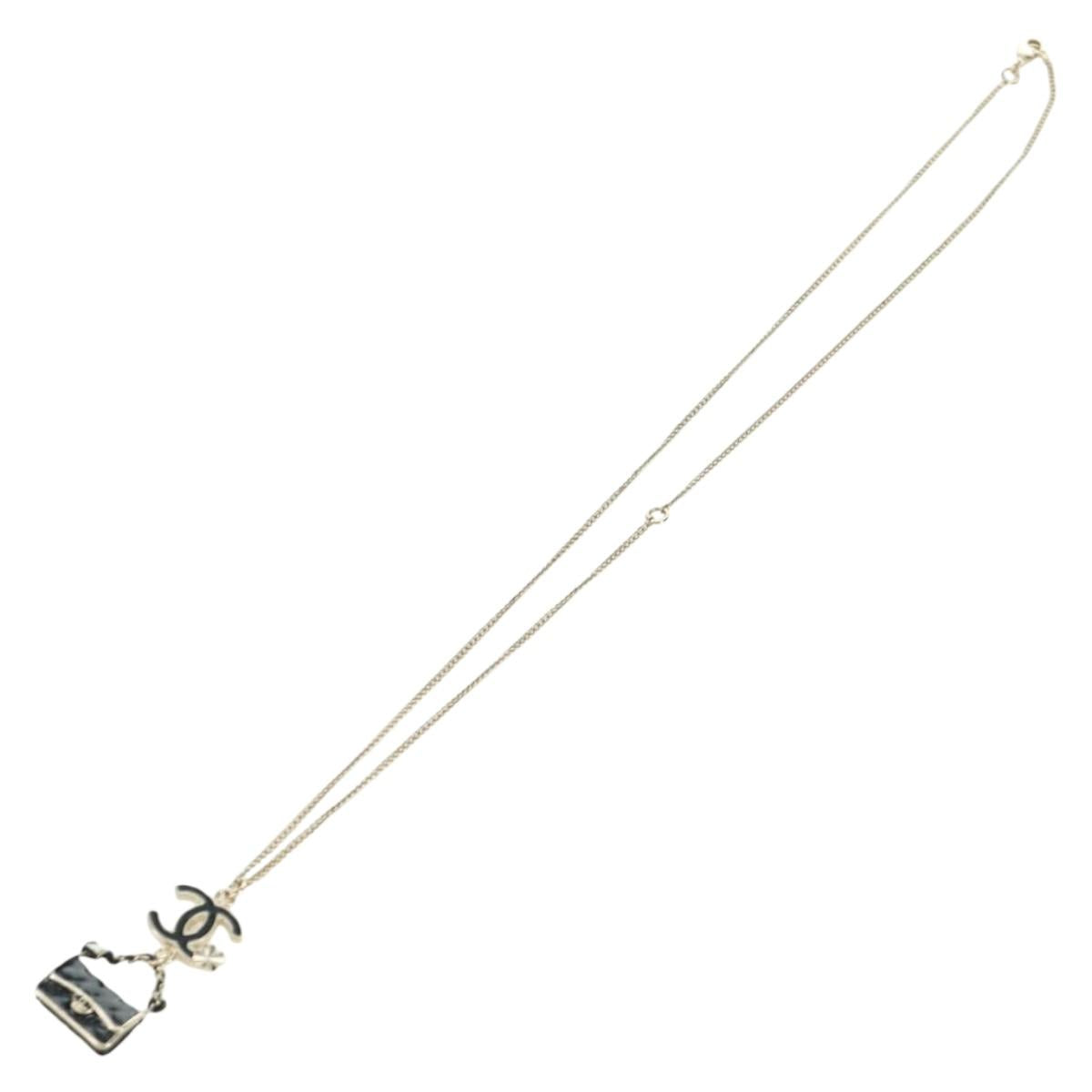 CHANEL COCO Mark Necklace Necklace metal Champagne Gold CC Auth 171474SAM