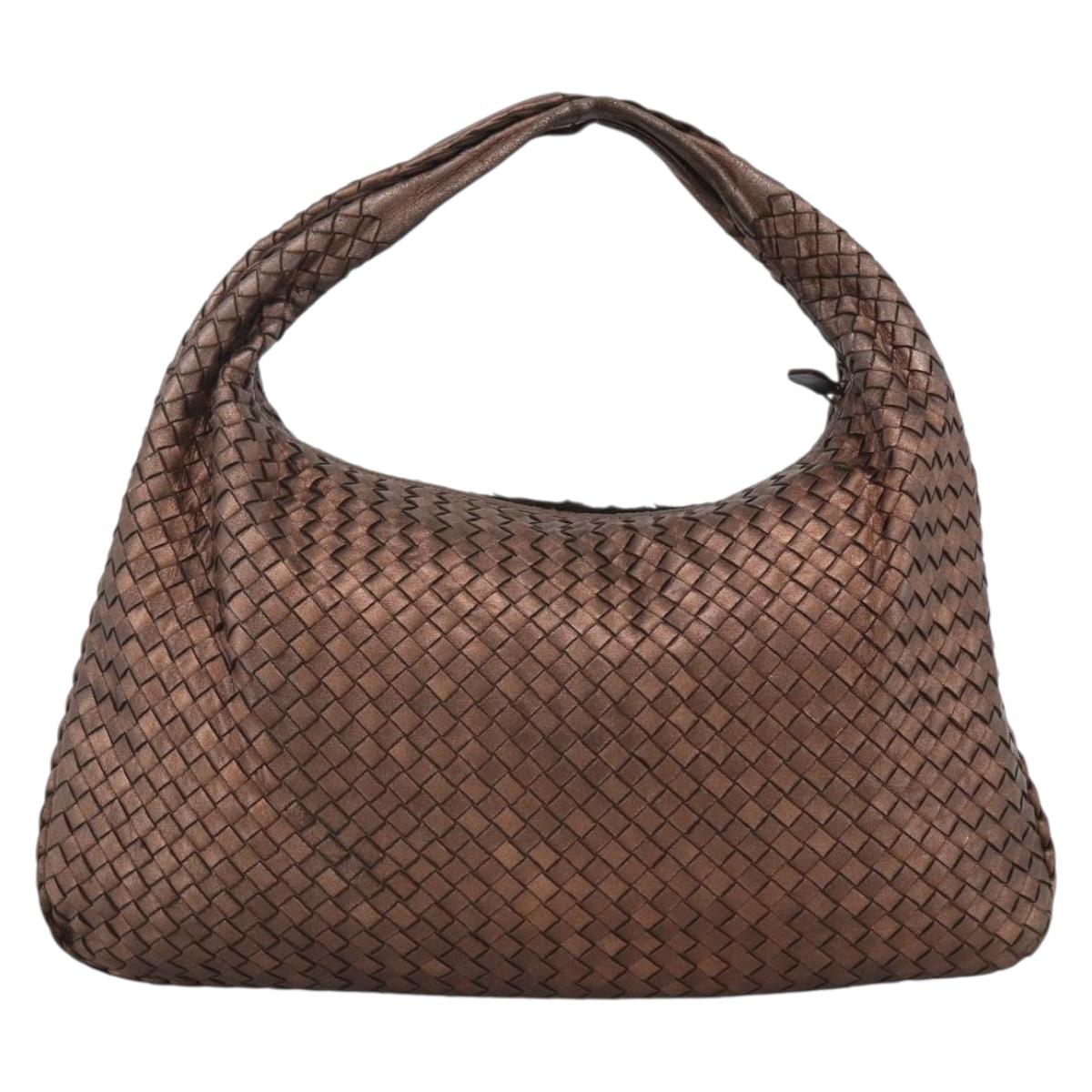 BOTTEGA VENETA INTRECCIATO Hobo Bag Leather Outlet Bronze 115654 Auth 171481V