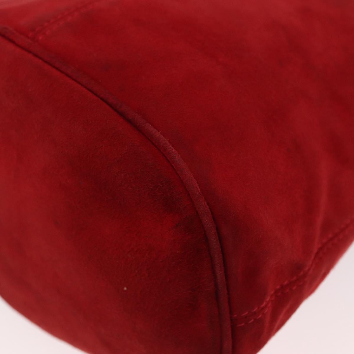 FENDI Hand Bag Suede 2way Red Gold Auth 171482V