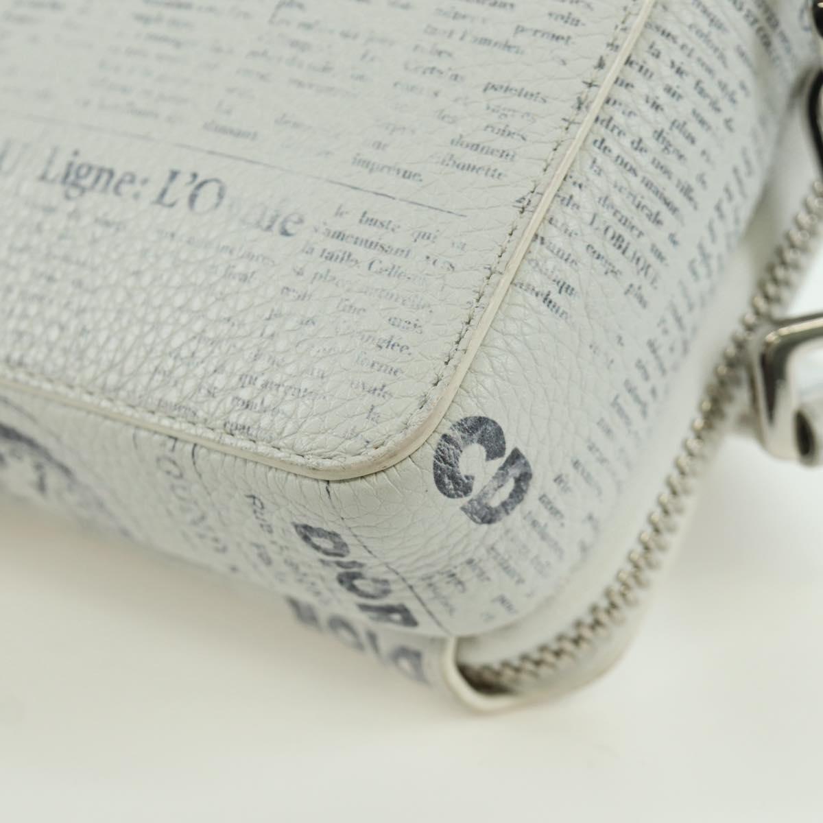 Christian Dior Daniel Arsham Shoulder Bag Leather White Silver Auth 171489V