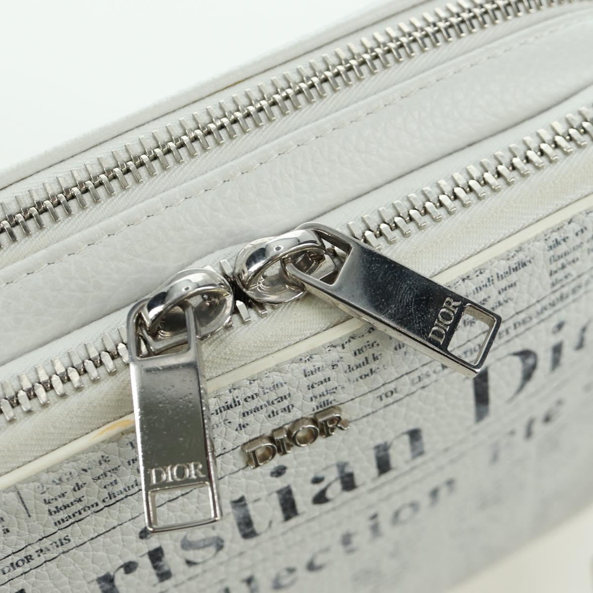 Christian Dior Daniel Arsham Shoulder Bag Leather White Silver Auth 171489V