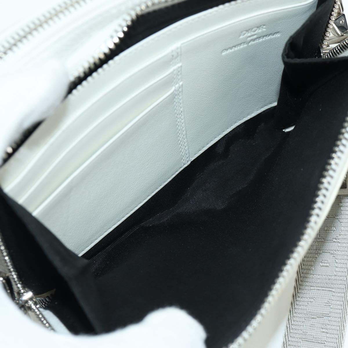 Christian Dior Daniel Arsham Shoulder Bag Leather White Silver Auth 171489V