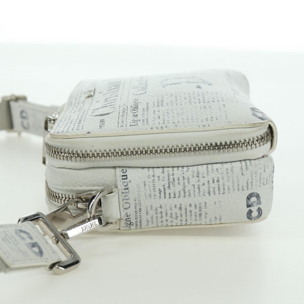 Christian Dior Daniel Arsham Shoulder Bag Leather White Silver Auth 171489V