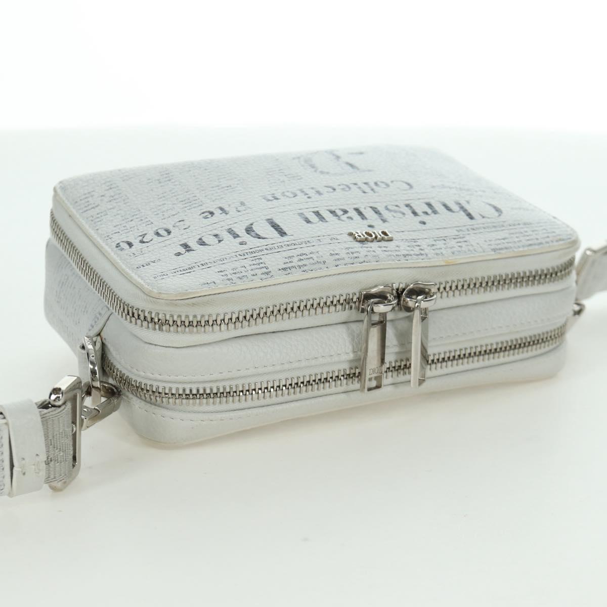 Christian Dior Daniel Arsham Shoulder Bag Leather White Silver Auth 171489V