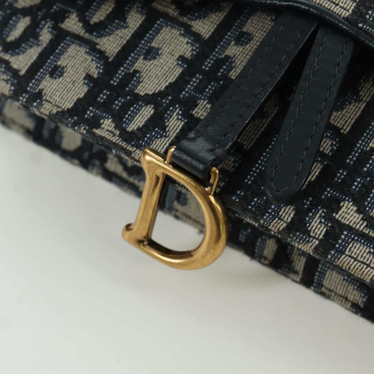 Christian Dior Trotter Canvas Saddle Waist bag Navy Gold Auth 171490SAV