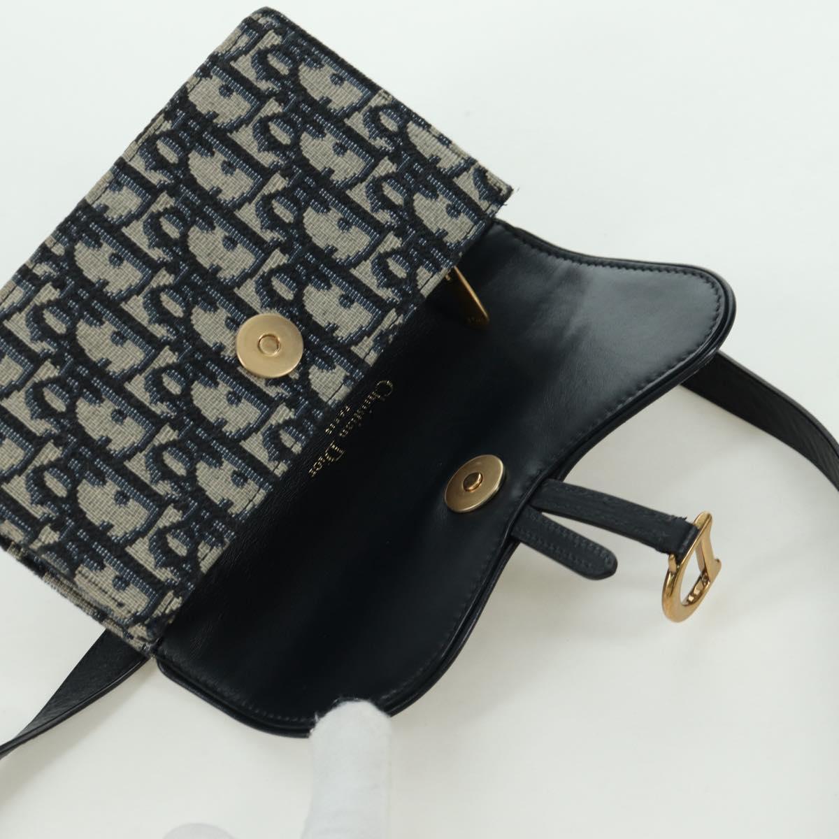 Christian Dior Trotter Canvas Saddle Waist bag Navy Gold Auth 171490SAV