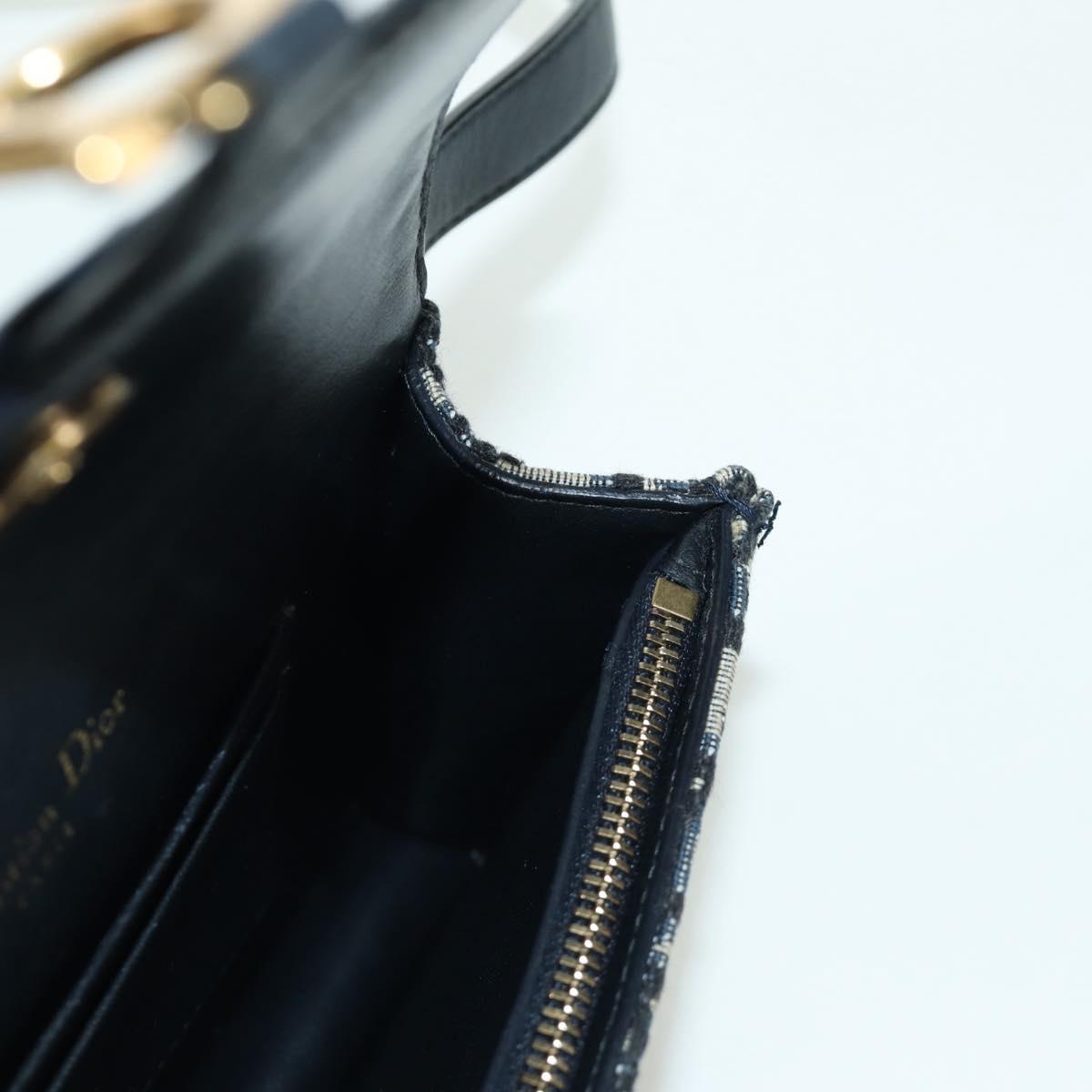 Christian Dior Trotter Canvas Saddle Waist bag Navy Gold Auth 171490SAV