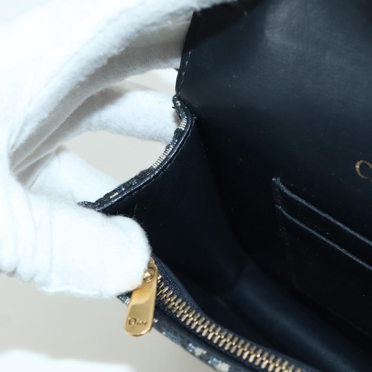 Christian Dior Trotter Canvas Saddle Waist bag Navy Gold Auth 171490SAV