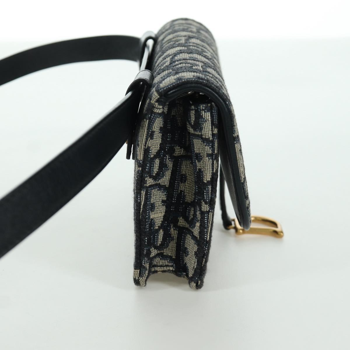 Christian Dior Trotter Canvas Saddle Waist bag Navy Gold Auth 171490SAV