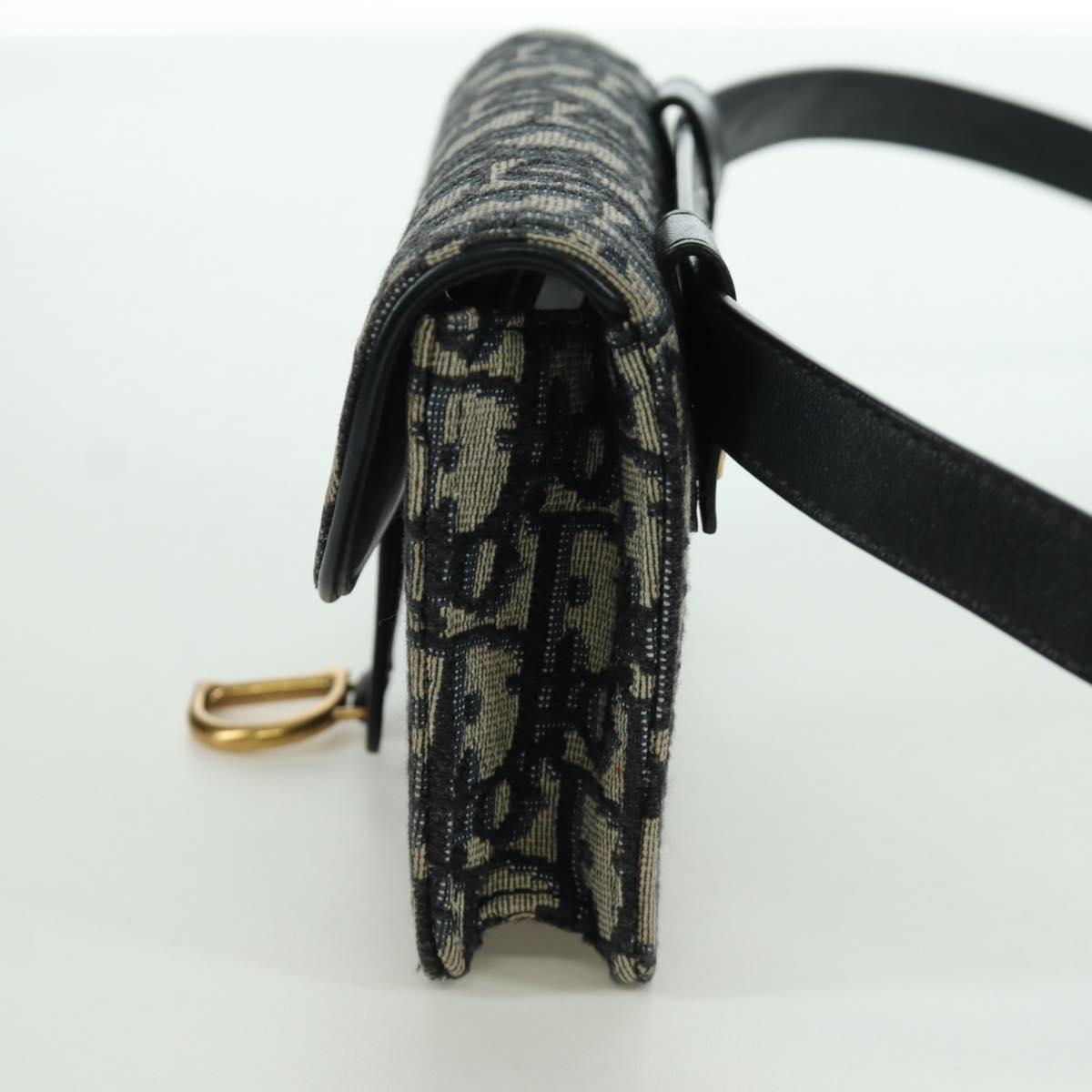 Christian Dior Trotter Canvas Saddle Waist bag Navy Gold Auth 171490SAV