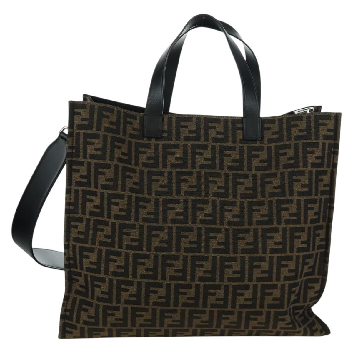 FENDI Zucca Canvas Fragment x Pokemon Hand Bag 2way Brown Black Auth 171492SM