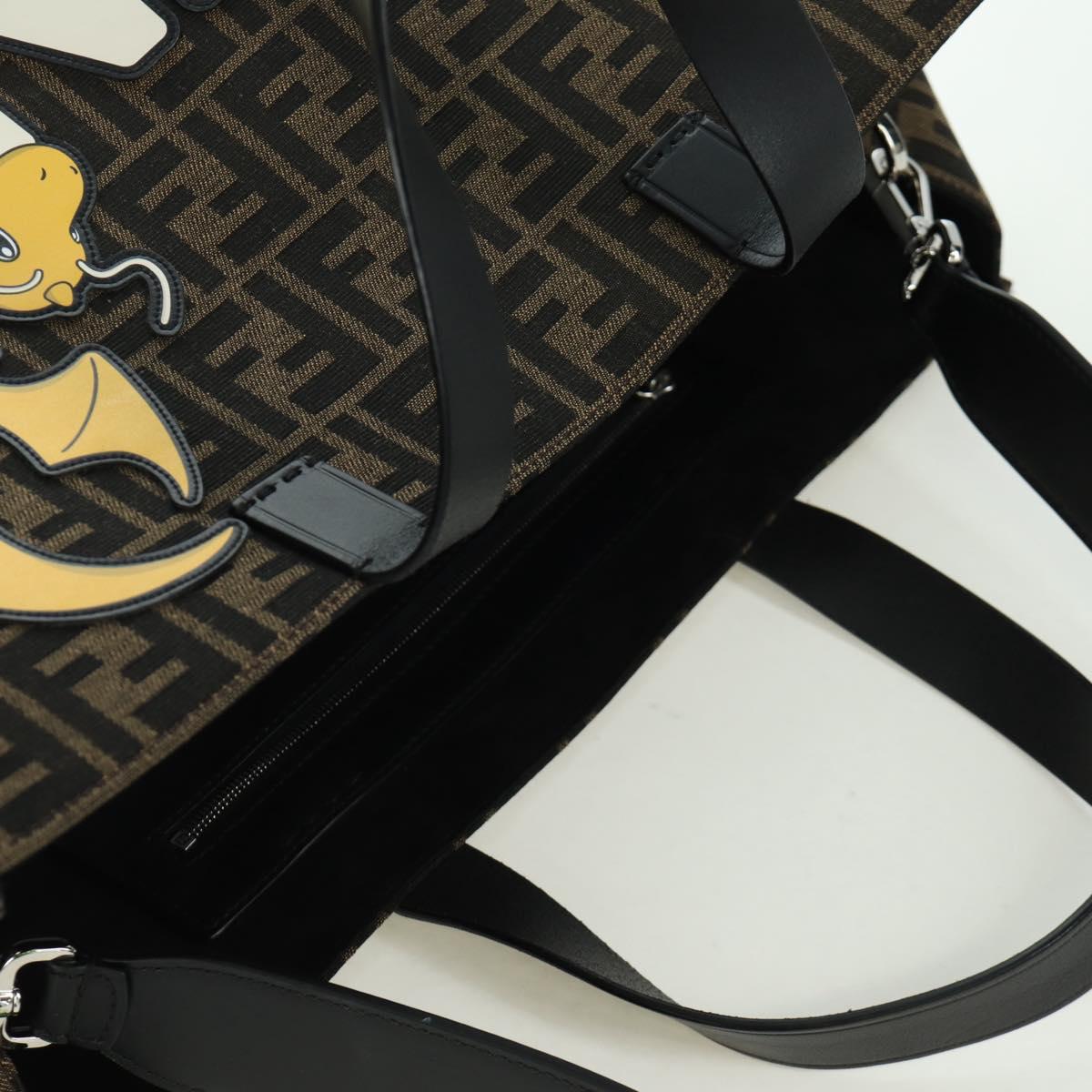 FENDI Zucca Canvas Fragment x Pokemon Hand Bag 2way Brown Black Auth 171492SM