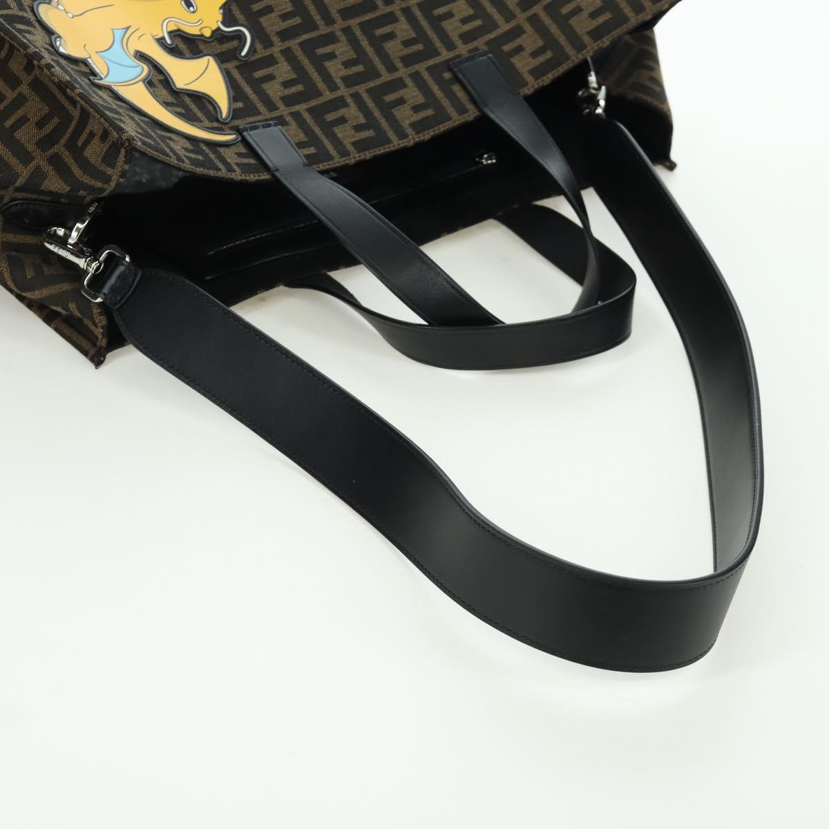 FENDI Zucca Canvas Fragment x Pokemon Hand Bag 2way Brown Black Auth 171492SM