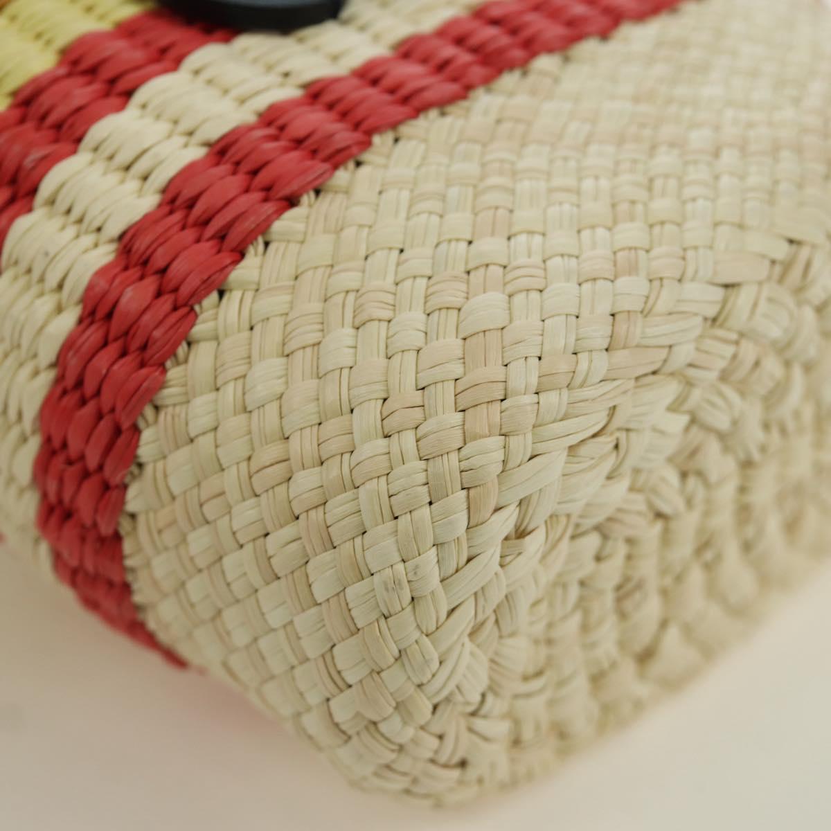 LOEWE Square Pocket Anagram Shoulder Bag Raffia Beige Auth 171500SAM