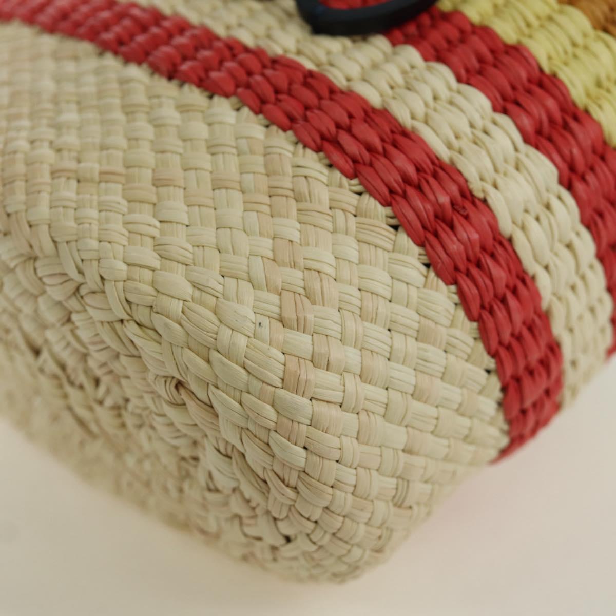 LOEWE Square Pocket Anagram Shoulder Bag Raffia Beige Auth 171500SAM