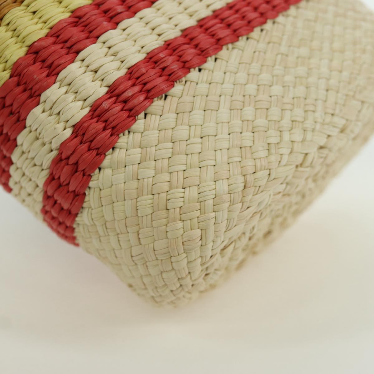 LOEWE Square Pocket Anagram Shoulder Bag Raffia Beige Auth 171500SAM