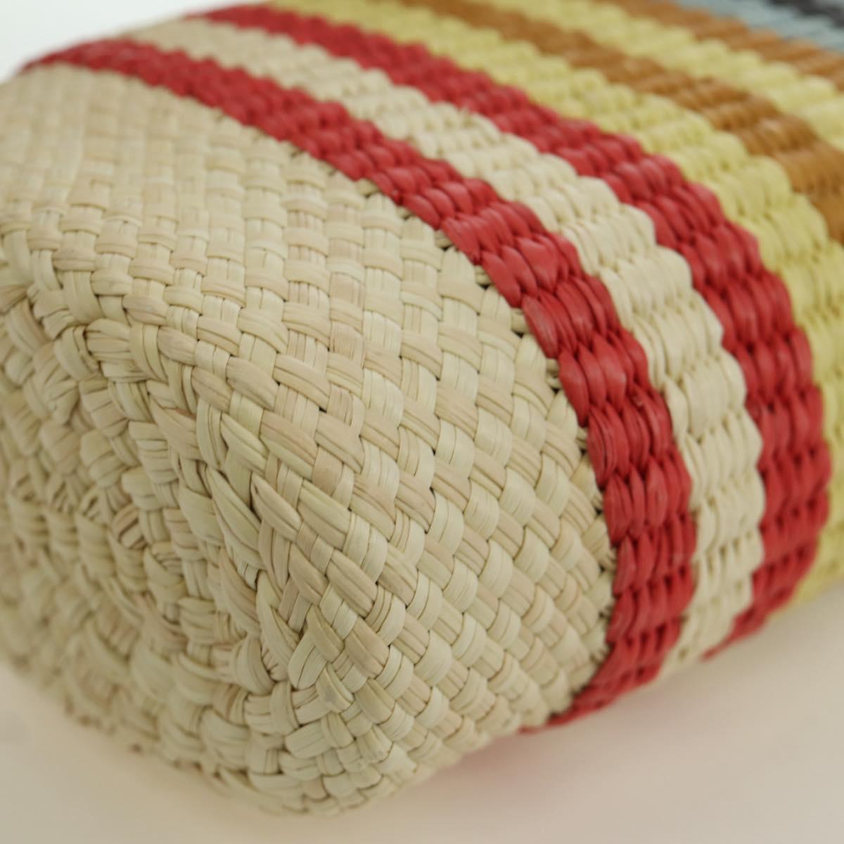 LOEWE Square Pocket Anagram Shoulder Bag Raffia Beige Auth 171500SAM