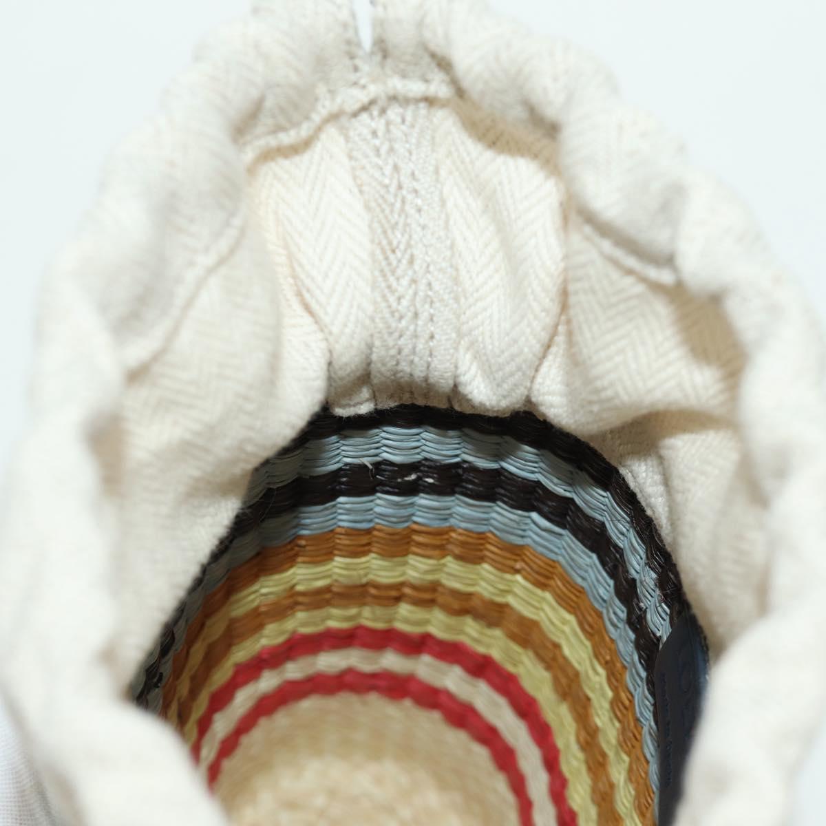 LOEWE Square Pocket Anagram Shoulder Bag Raffia Beige Auth 171500SAM