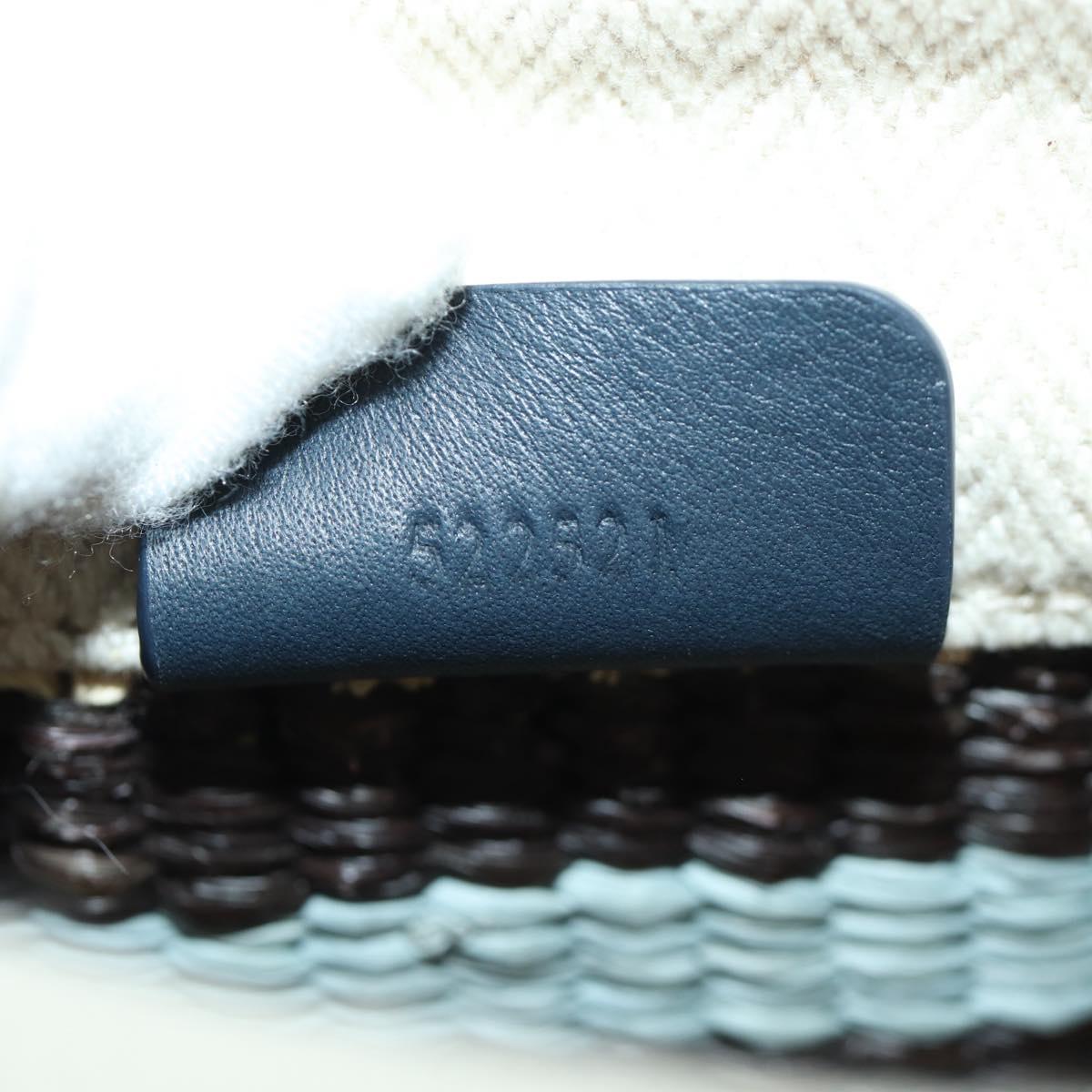 LOEWE Square Pocket Anagram Shoulder Bag Raffia Beige Auth 171500SAM