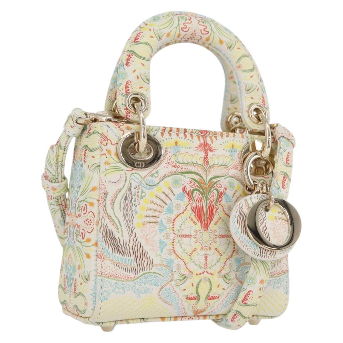 Christian Dior Micro Lady Dior Bag Leather 2way Multicolor Gold Auth 171506SM