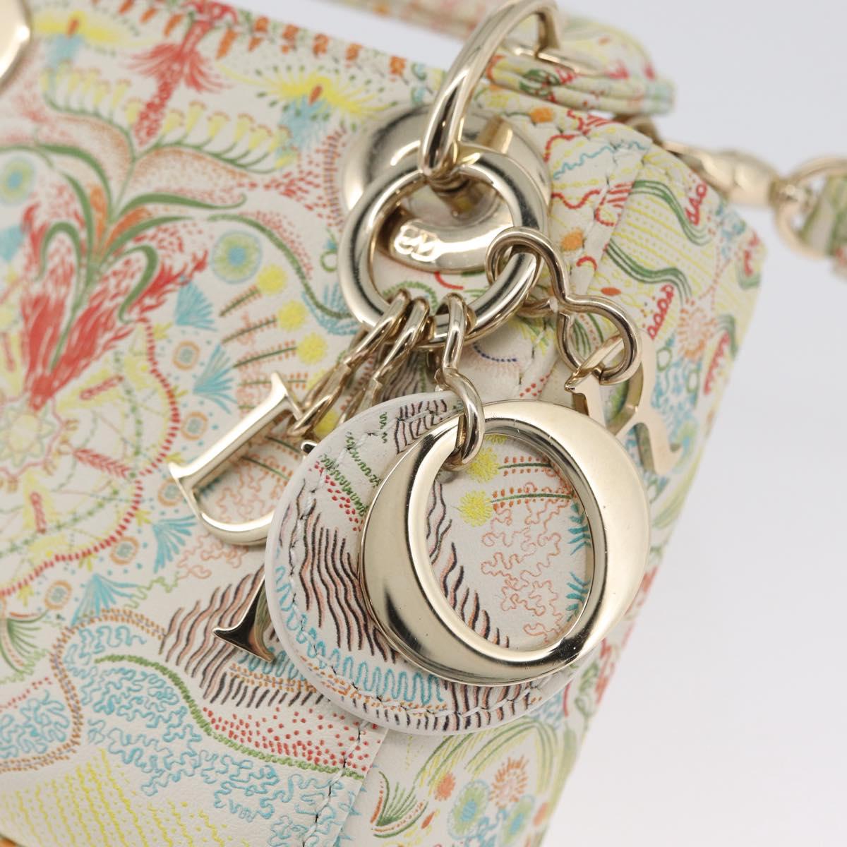 Christian Dior Micro Lady Dior Bag Leather 2way Multicolor Gold Auth 171506SM