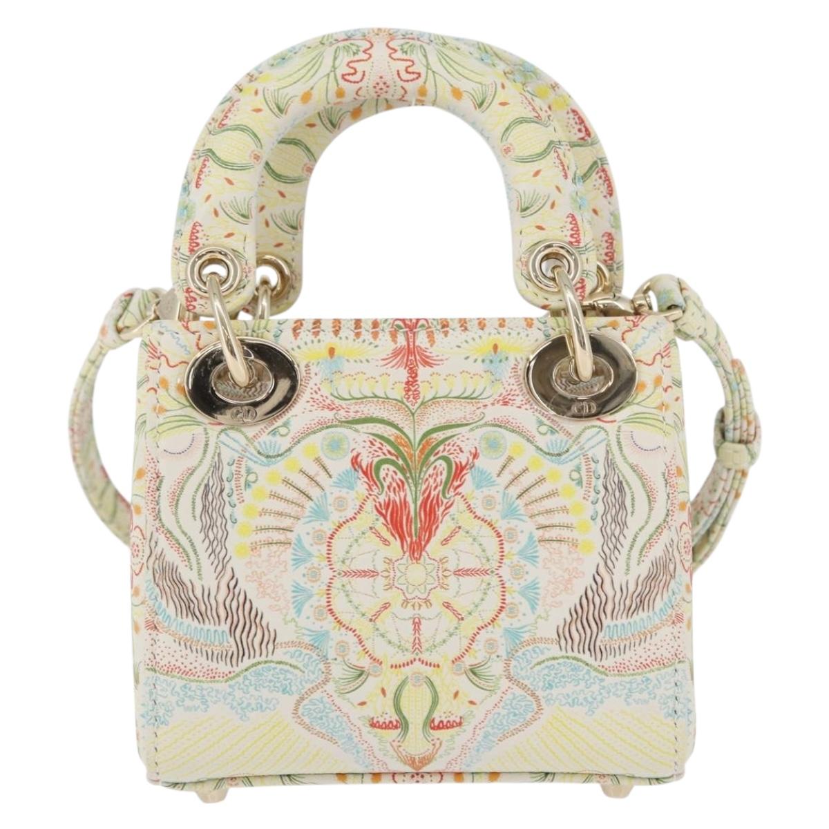 Christian Dior Micro Lady Dior Bag Leather 2way Multicolor Gold Auth 171506SM