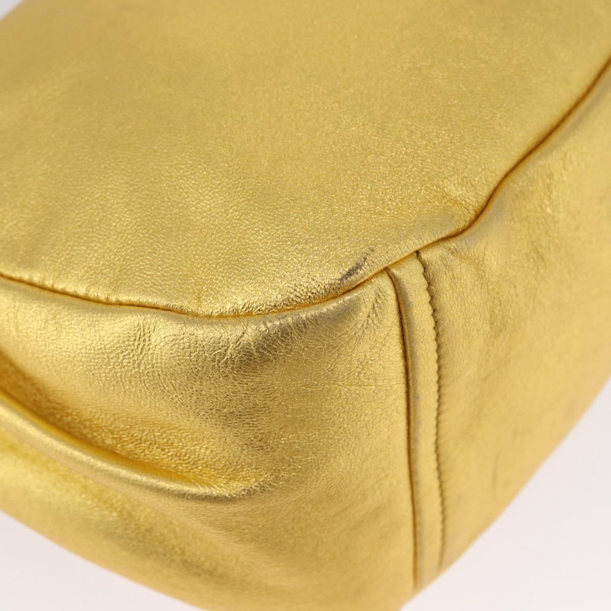 PRADA Shoulder Bag Leather Gold Auth 171507V