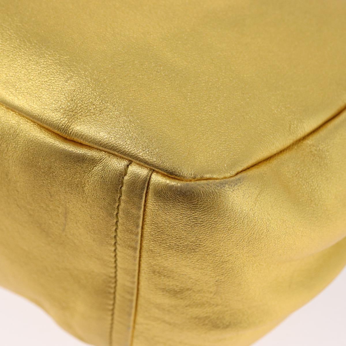 PRADA Shoulder Bag Leather Gold Auth 171507V