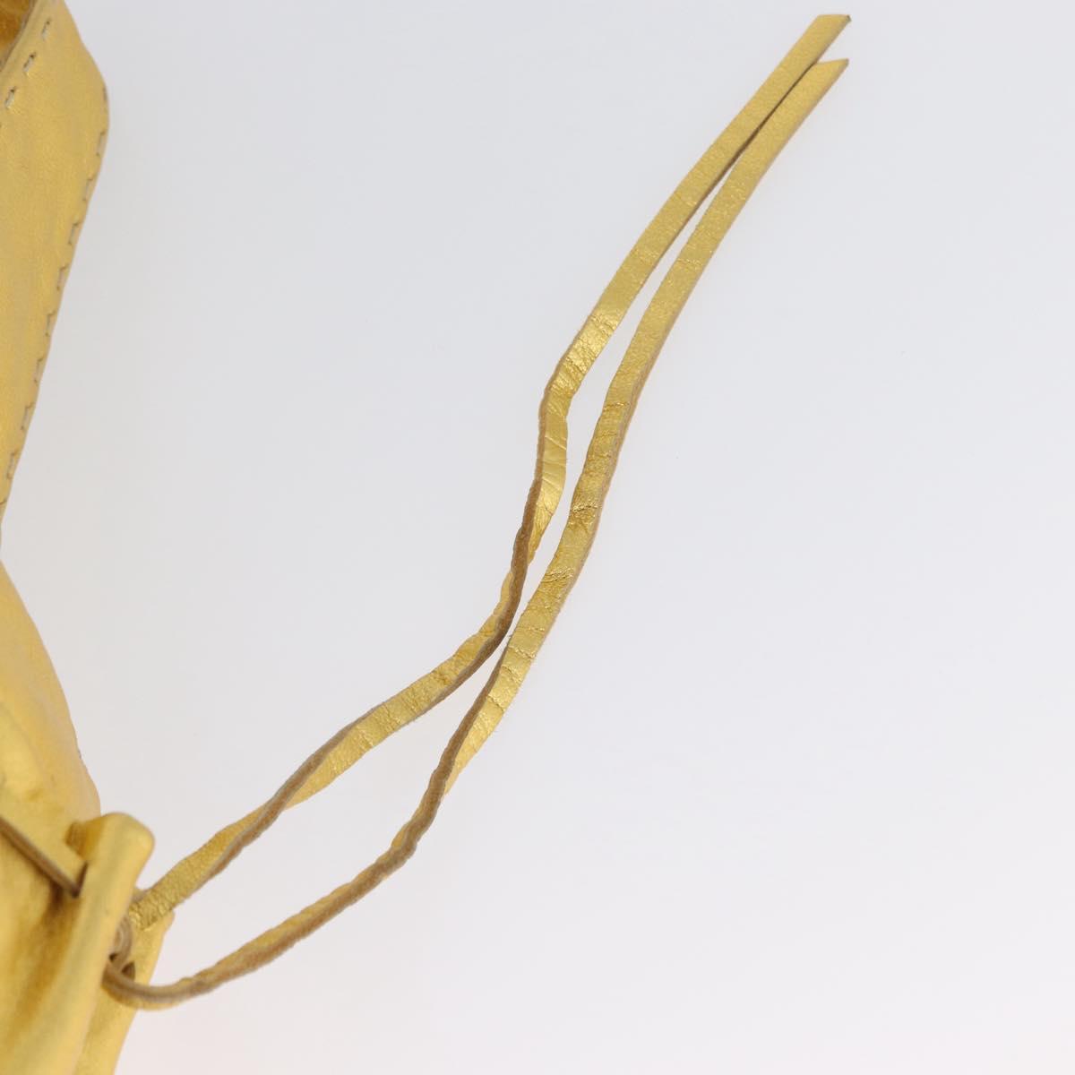 PRADA Shoulder Bag Leather Gold Auth 171507V