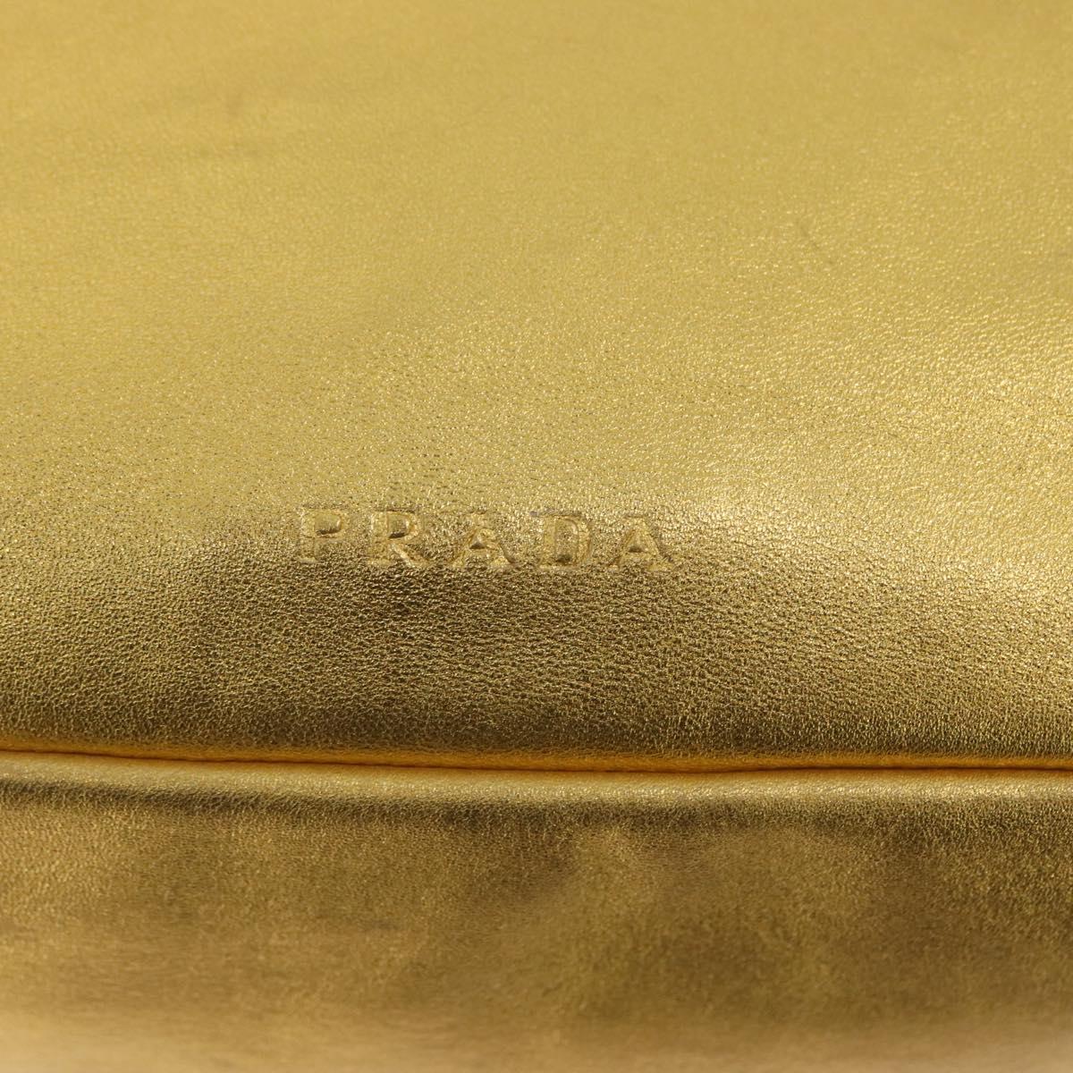PRADA Shoulder Bag Leather Gold Auth 171507V
