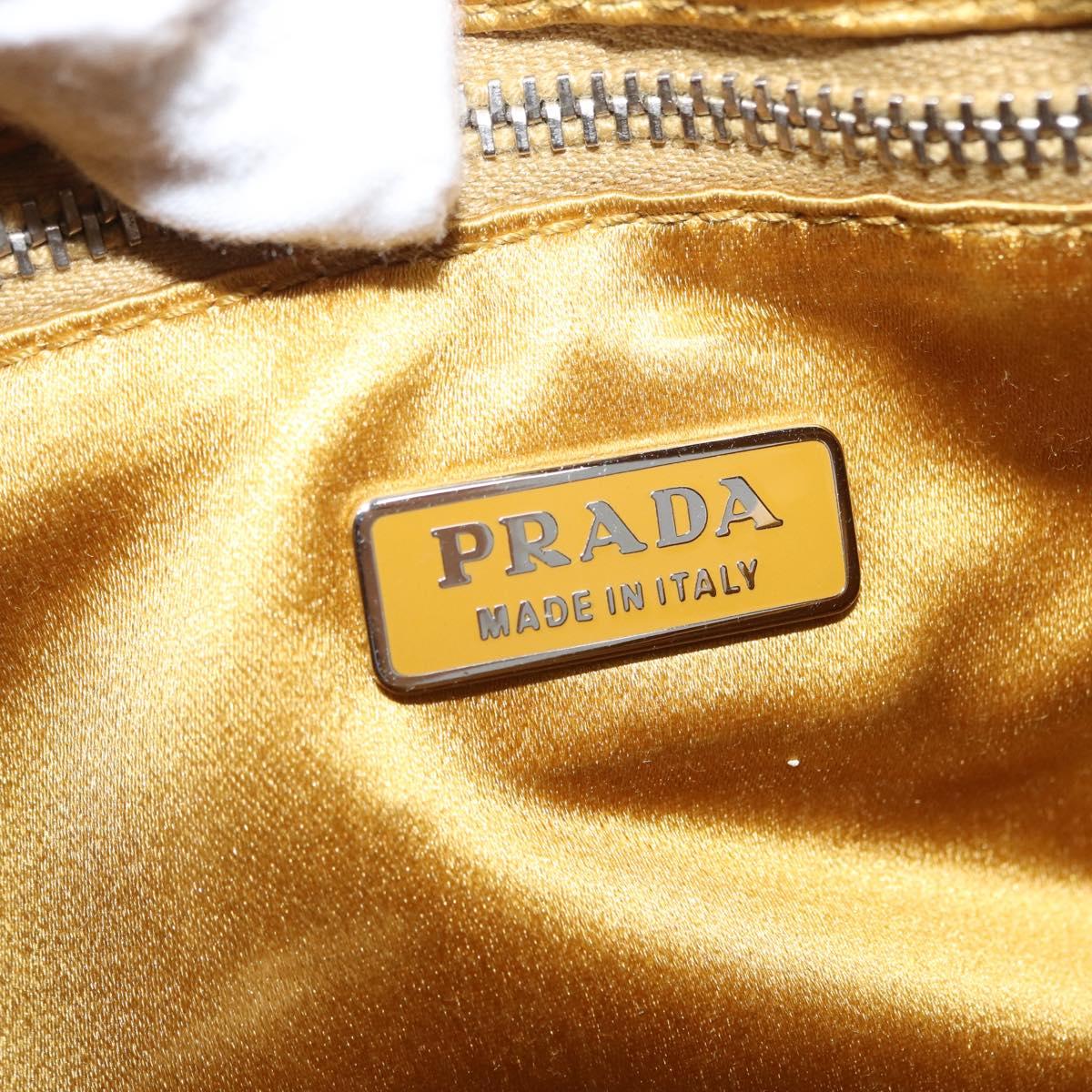 PRADA Shoulder Bag Leather Gold Auth 171507V